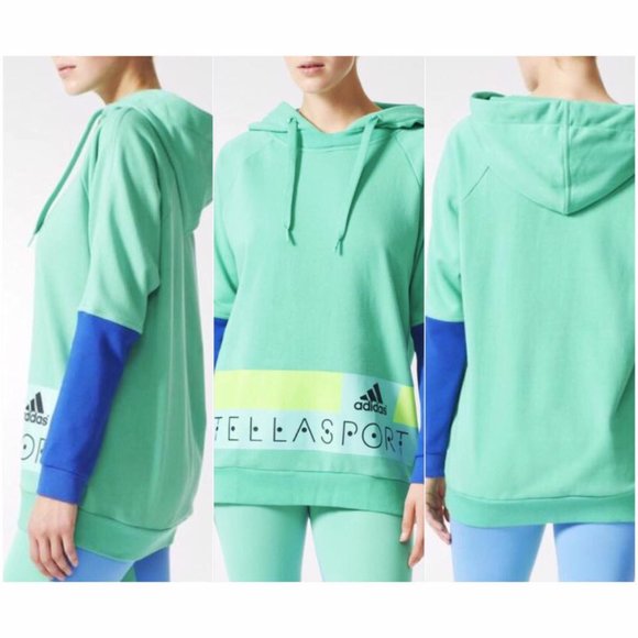 Adidas by Stella McCartney Sweaters - STELLA MCCARTNEY X ADIDAS Athleisure Sport Green Long Hoodie Jumper